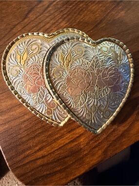 Vintage western USA double heart-shaped belt buckle